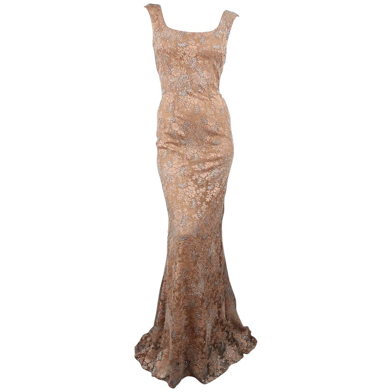 beige beaded gown