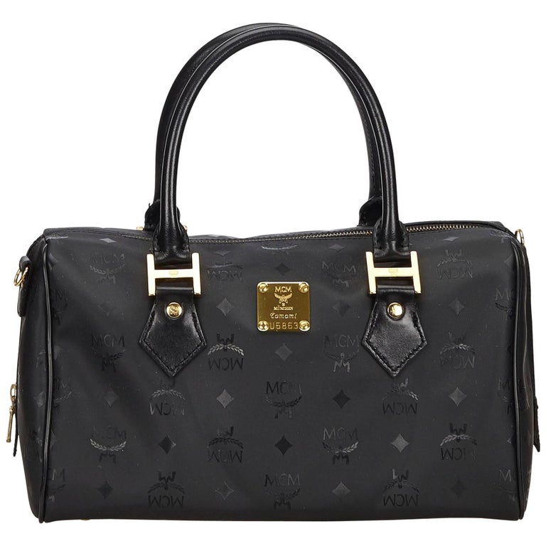 Mcm Black Visetos Boston Bag For At 1stdibs Mcm Black Visetos Boston Bag For