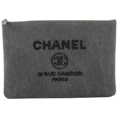 Chanel Deauville Pouch Denim With Sequins Large
