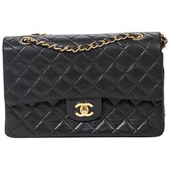 Chanel Classic Double Flap Black Leather Bag