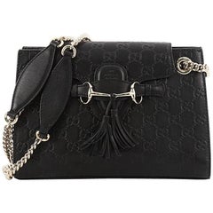 Gucci Emily Chain Flap Shoulder Bag Guccissima Leather Small