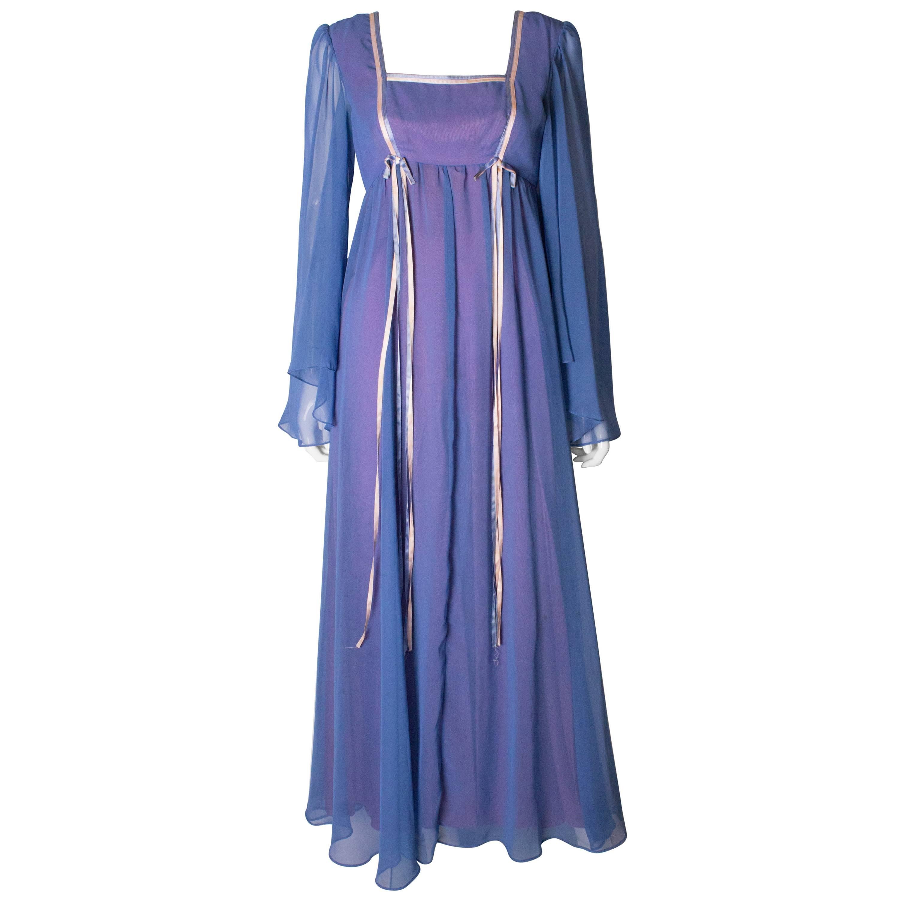 A Vintage 1970s lilac layered long summer festival dress 'California' 