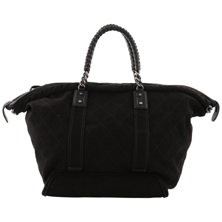 Chanel Covered Chain Tote Quilted Canvas Large at 1stDibs