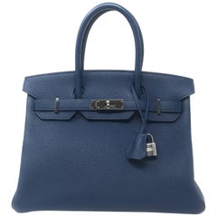 Hermes Birkin 30cm in Navy Blue with Palladium Hardware