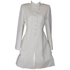 Beautiful Hermès Coat Cream Color Rami Cotton Mao Collar Size 36 FR 2-4 US