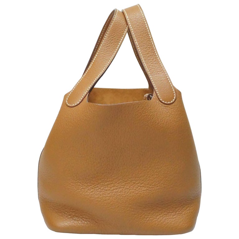 Hermes Gold Brown Picotin Lock 18 PM Handbag Bag Birkin Kelly Tote