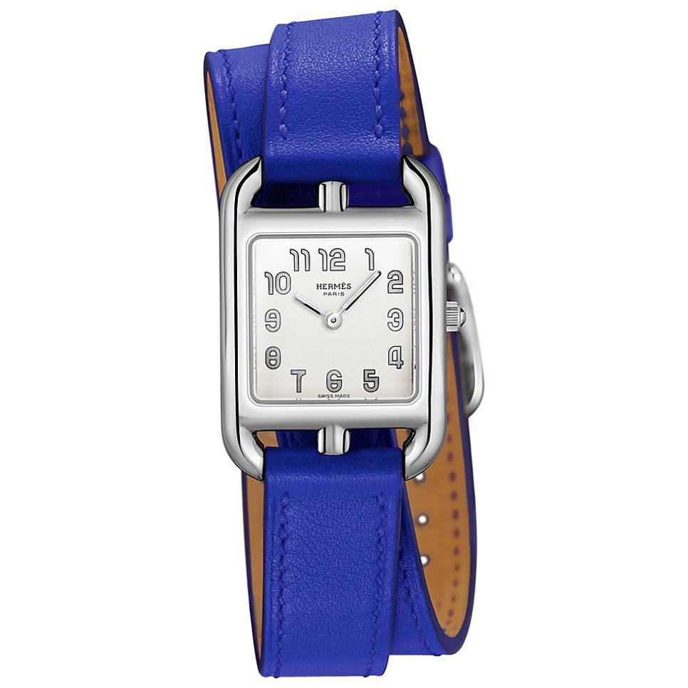 Hermes Watch Cape Cod Blue Electric Double Strap  For Sale