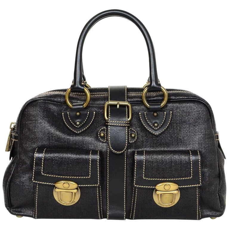 Marc Jacobs Black Woven Blake Handle Bag with Dust Bag For Sale at