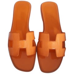 Hermes Shoes Oran 38 size Color Orange Melon