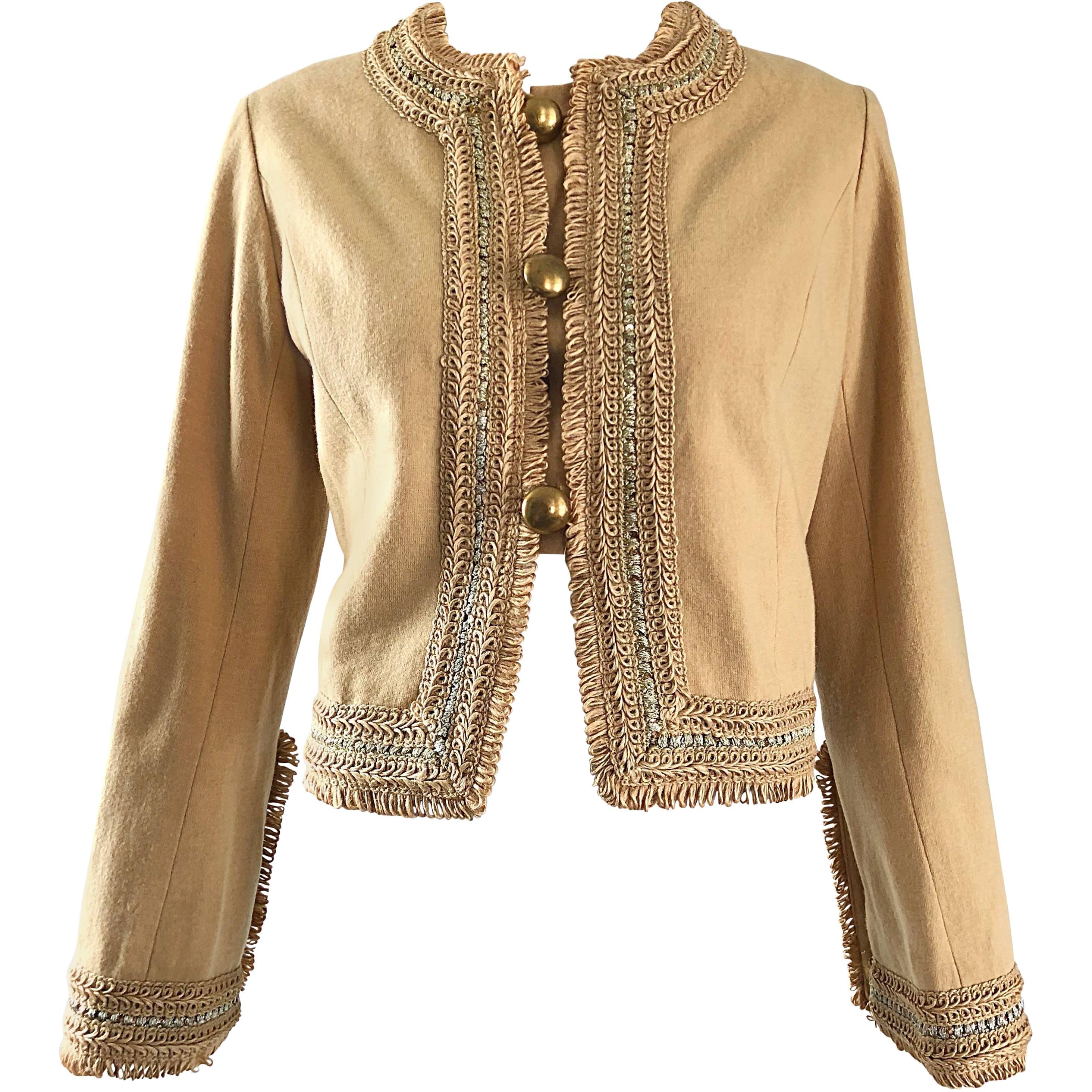 1960s Jay Morley for Fern Violette Camel Tan Sequined Vintage 60s Crop Jacket
