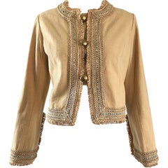 1960er Jahre Jay Morley für Fern Violette Camel Tan Sequined Vintage 60s Crop Jacket