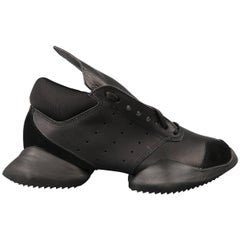 Rick Owens Adidas Damen Laufschuhe aus schwarzem Leder