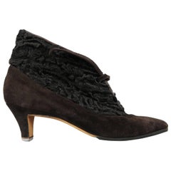 Manolo Blahnik Brown Suede and Lamb Tie Boots