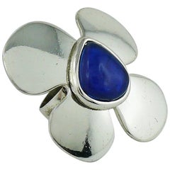 Yves Saint Laurent YSL Vintage Silver Toned Flower Ring