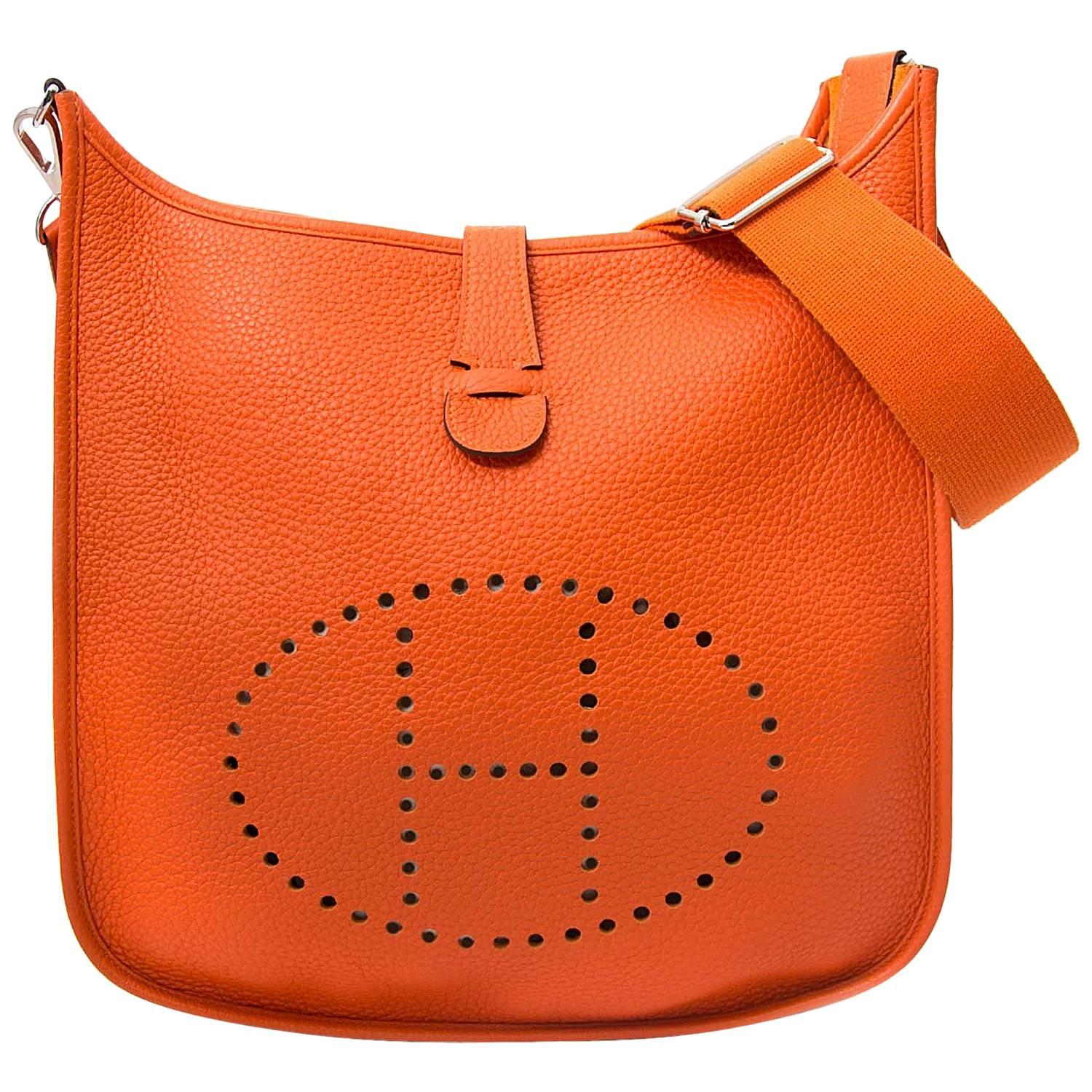 Hermes Evelyne III Feu Taurillon Clemence Shoulder Bag 