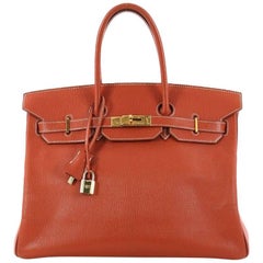 Hermes Birkin Handbag Brick Chevre de Coromandel with Gold Hardware 35