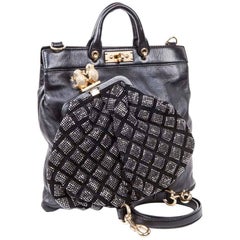 Marc Jacobs Black Smooth Leather and Black Crystal Mesh bag 