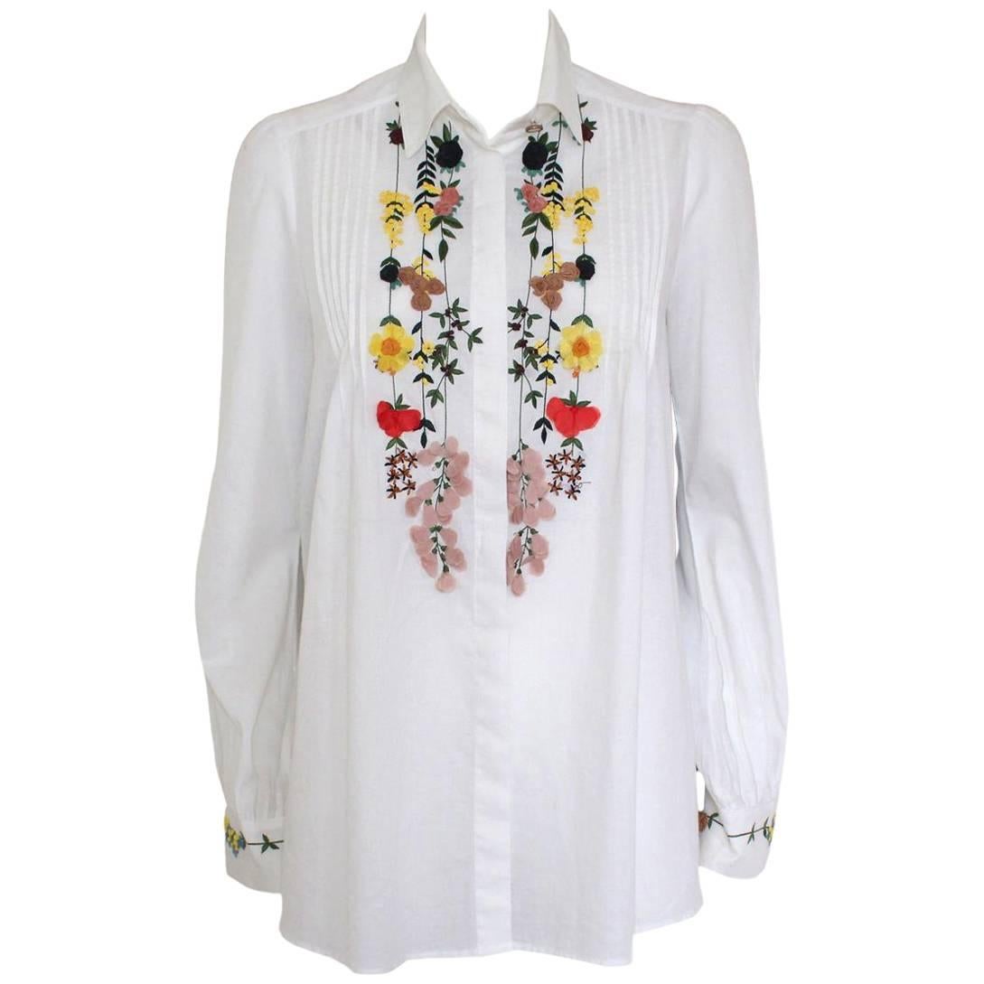 Blumarine White Embroidered Shirt  