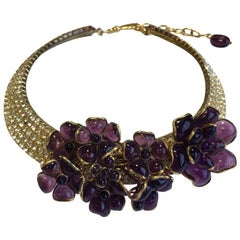 Collar gargantilla Marguerite de Valois de metal dorado y cristal fundido