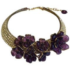 Marguerite de Valois Choker Necklace in Gold Plated Metal and Molten Glass