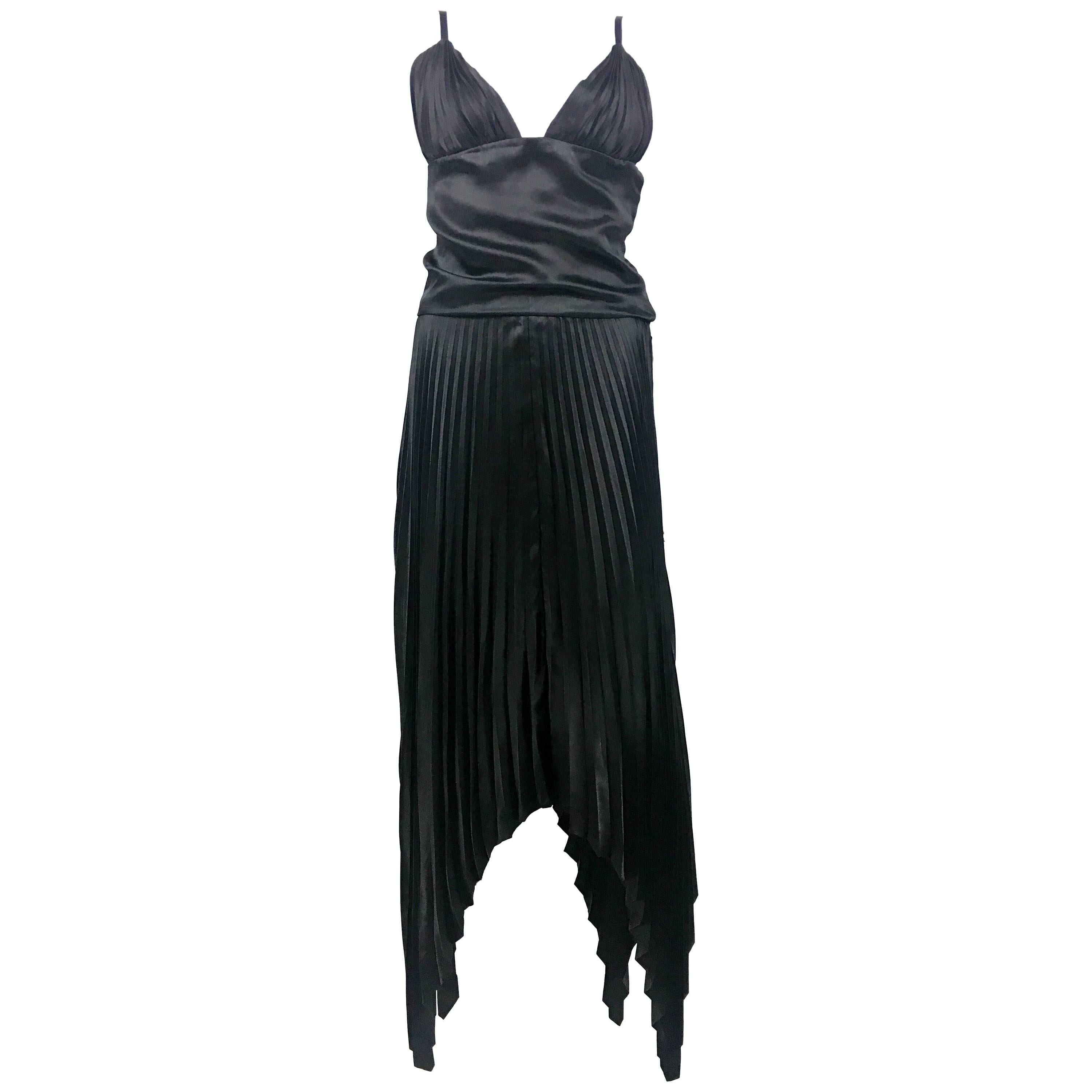 Dior by Marc Bohan Haute Couture Black Silk Pleated Dress, 1983  For Sale