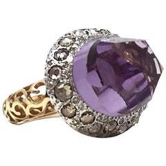 POMELLATO RING Tango collection in rose gold amethyst, brown diamonds, 2018 