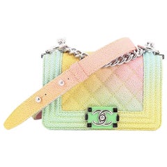 Chanel Cuba Rainbow Boy Flap Bag Quilted Painted Caviar Mini at