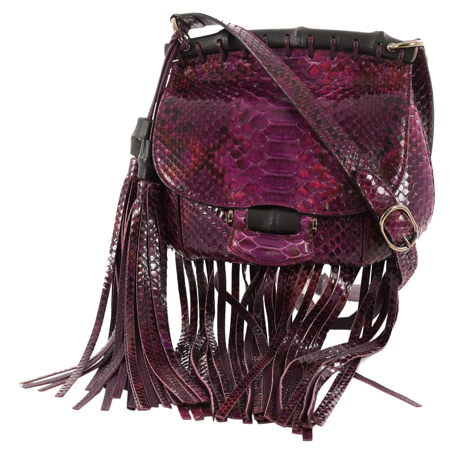 Gucci Nouveau Fringe Crossbody Bag Python Small