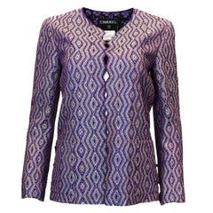 Chanel Purple & Ivory Woven Diamond Jacket Sz FR34