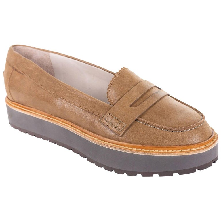 womens brown loafers with heel