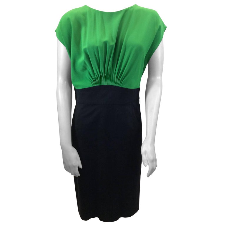 Escada Green and Black Silk Dress For Sale at 1stDibs