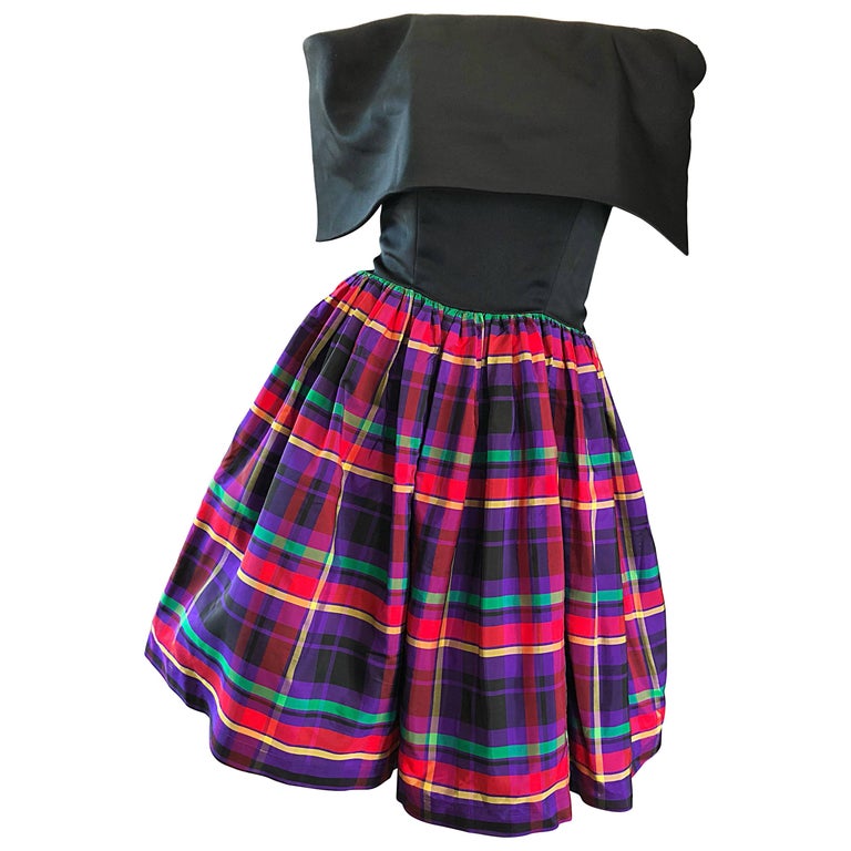 plaid dress 90s Vintage 90s Mixed Plaid Midi Dress (M) main image 1