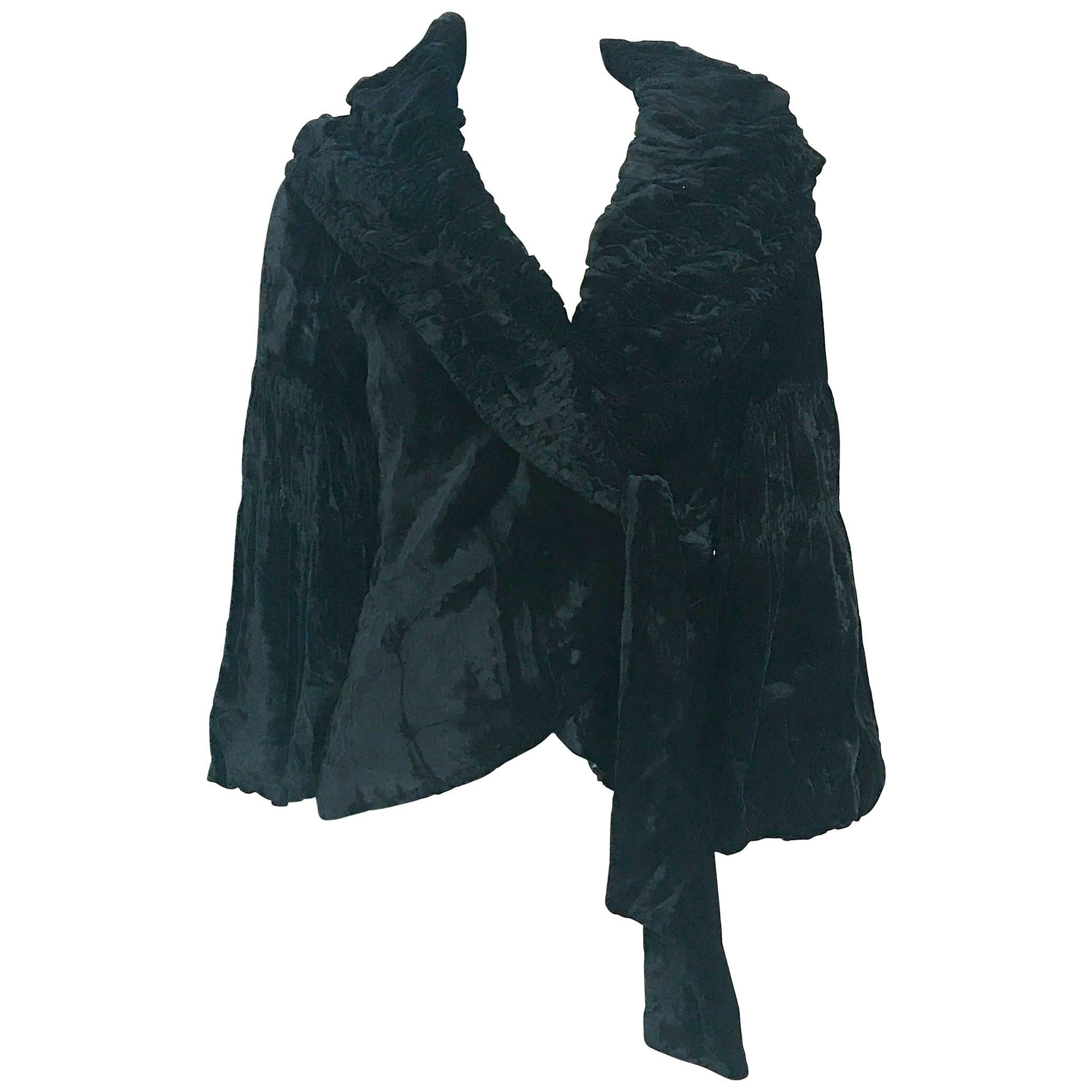 1930s Black Silk Velvet Evening Coat For Sale