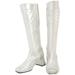 Late 1960s Silver Leather Go Go Boots