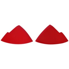 1970s Guillemette L’Hoir Paris Abstract Red Galalith Earrings