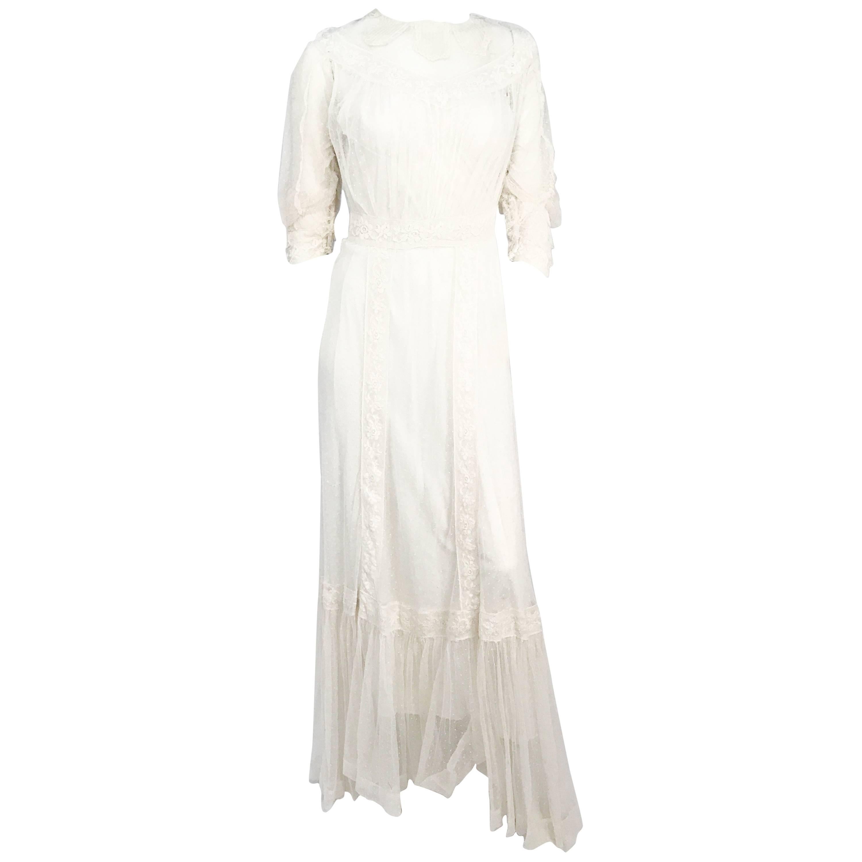 Edwardian Net Wedding or Lawn Dress at 1stDibs | edwardian lawn dress