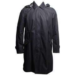 Burberry Detachable Hood Cotton Blend Navy Car Coat 