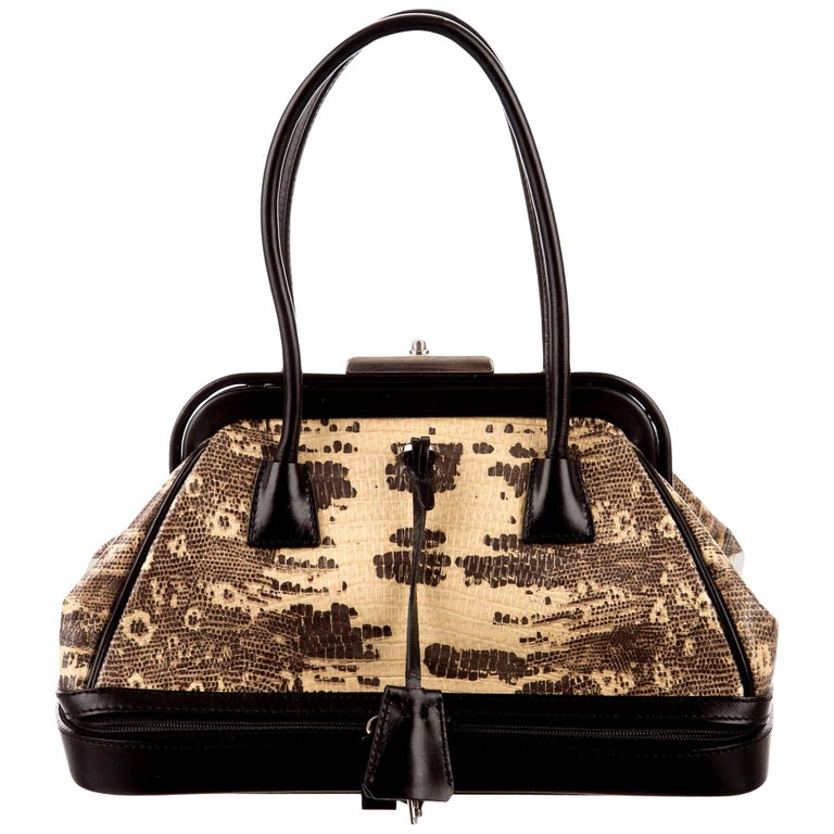 Prada Exotic Doctor Frame Bag Purse with Extra Compartment and Lock and