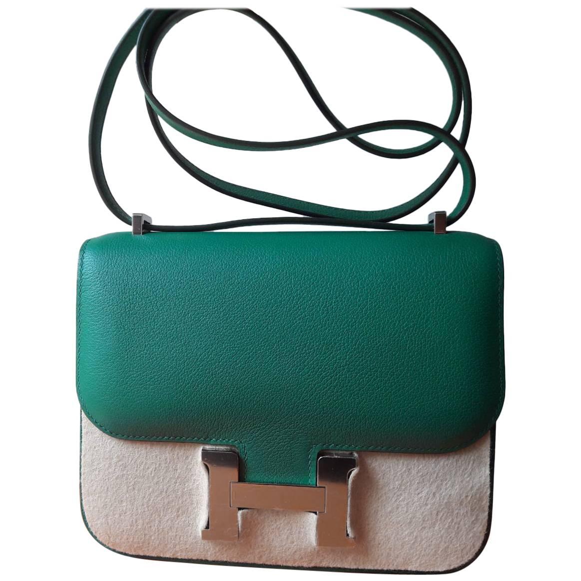 Hermes Bag Constance Vert Vertigo Mini Evercolor Palladium Hardware