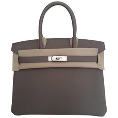 Hermes Birkin Bag Gris Asphalte 30 Togo Palladium Hardware