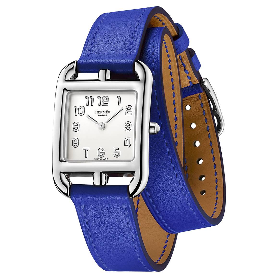 Hermes Cape Cod Blue Electric Double Strap Wristwatch 