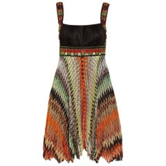 Missoni Multicolor Crochet Knit Beaded Crystal Dress