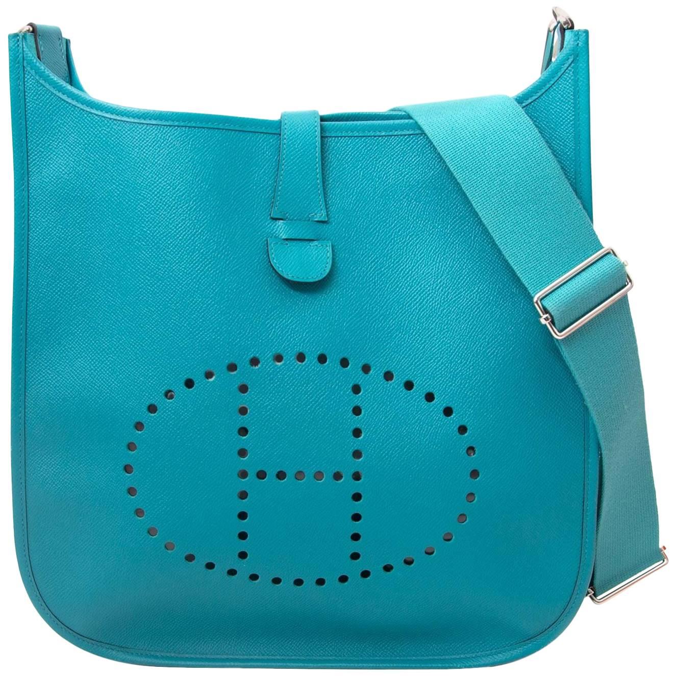 Hermes Evelyne "Bleu Paon" Veau Epsom Shoulder Bag 