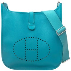 Hermes Evelyne "Bleu Paon" Veau Epsom Shoulder Bag