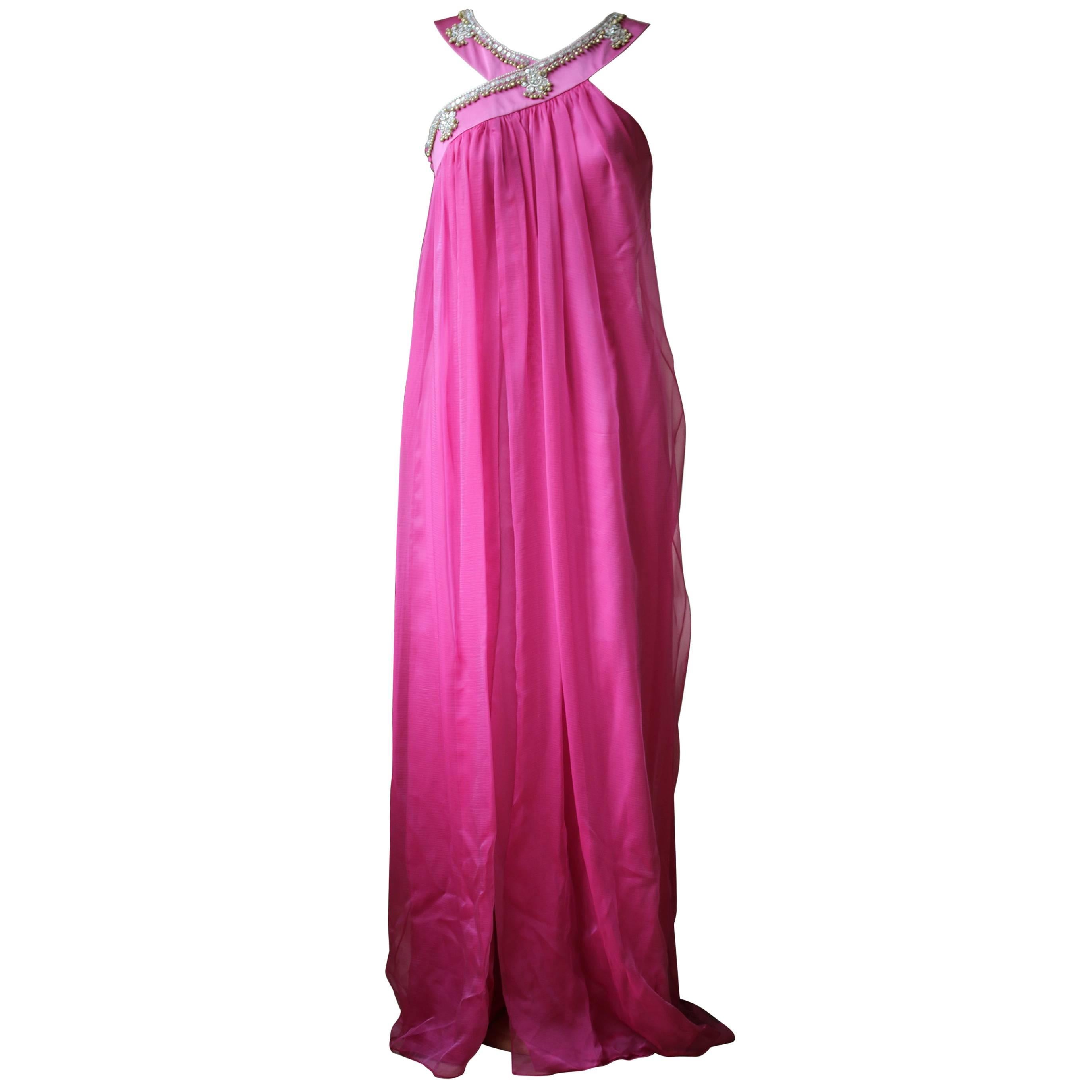 Christian Dior Vintage Haute Couture Silk Embellished Gown