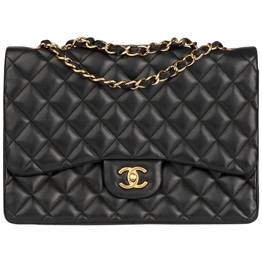 Chanel Burgundy Maxi Classic Flap Bag 33cm at 1stDibs