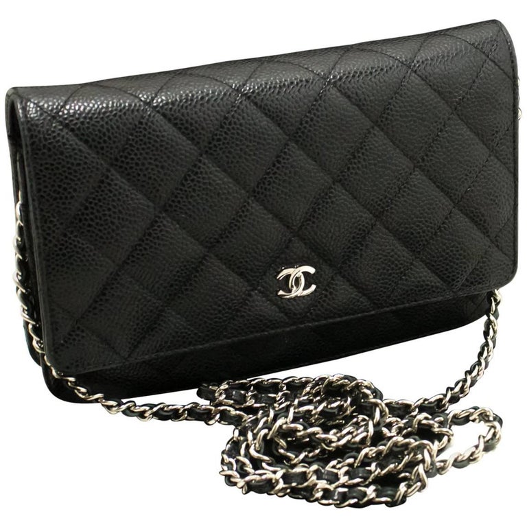 CHANEL Caviar Wallet On Chain WOC Black Shoulder Bag Crossbody at 1stdibs