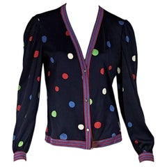 Multicolor Vintage Leonard Paris Polka-Dot Cardigan