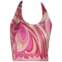Pink Vintage Emilio Pucci Cropped Halter Top