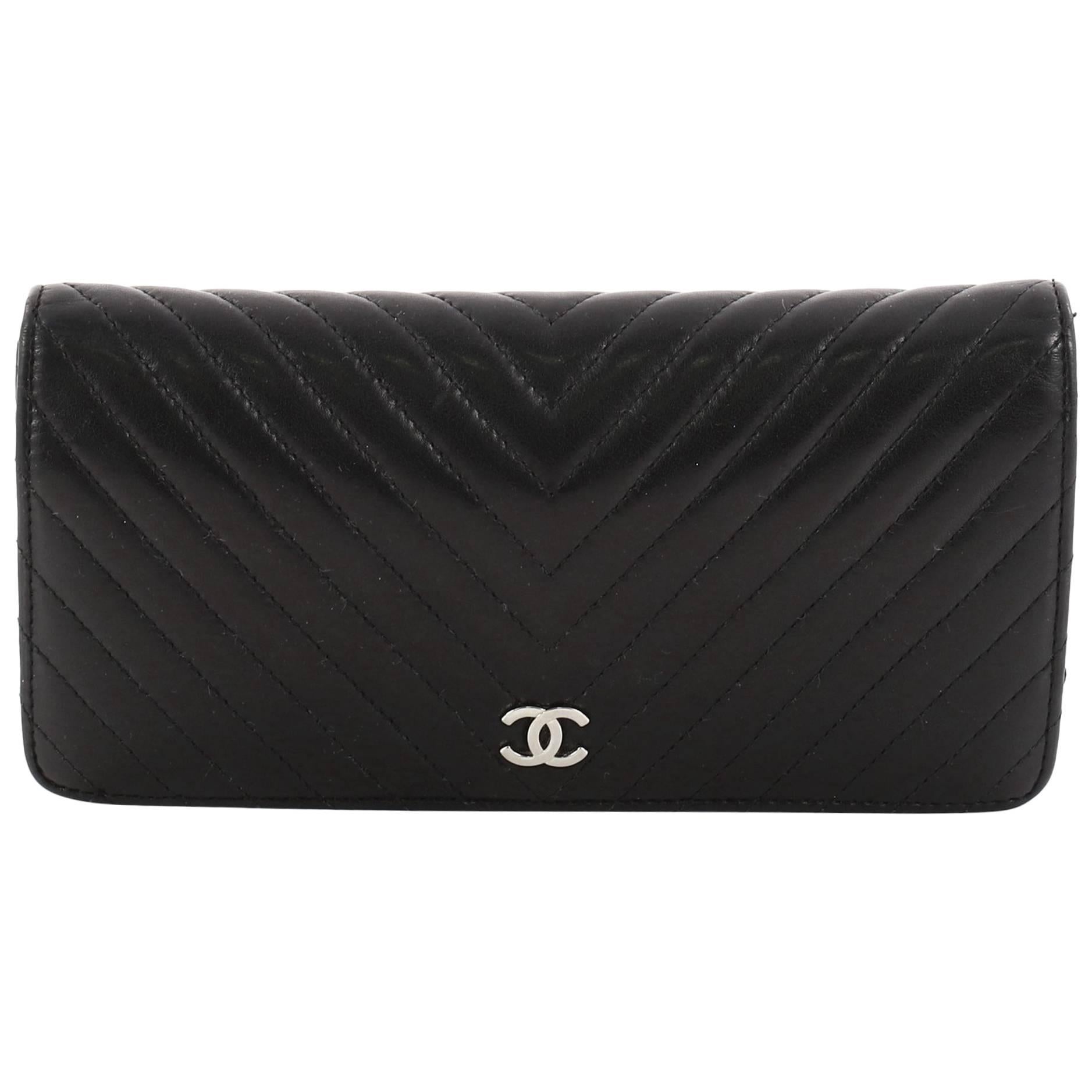 Chanel Bi-Fold Wallet Chevron Lambskin Long
